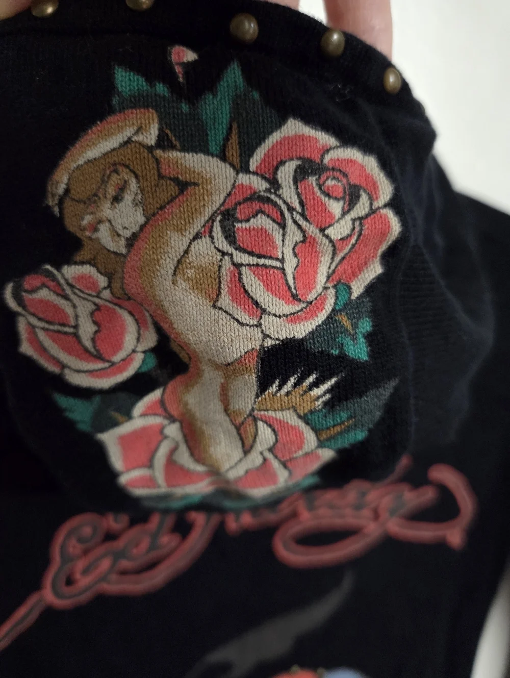 Ed Hardy Christian Audigier True Love Sweater Women's Size Xsmall Zip Up Y2K - Picture 12 of 15